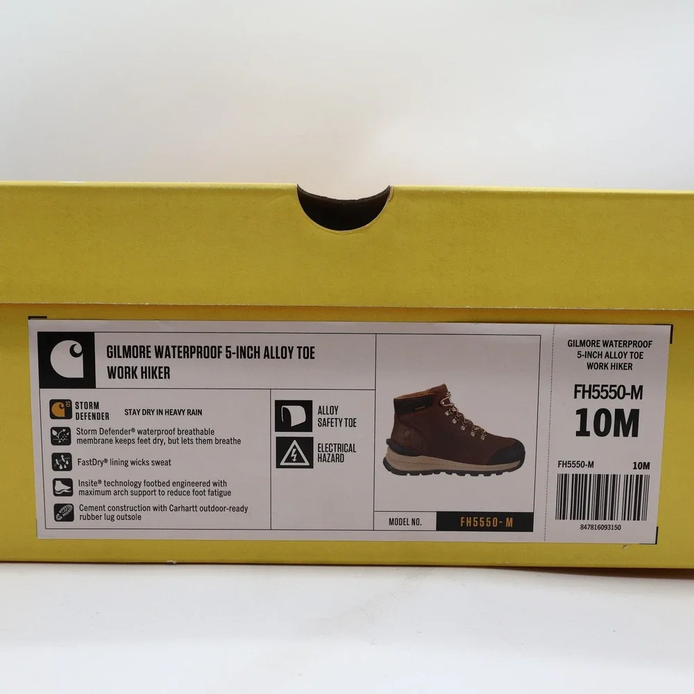 Carhartt Gilmore Work Boots Mens 10 M Brown Leather Alloy Toe Waterproof NWT